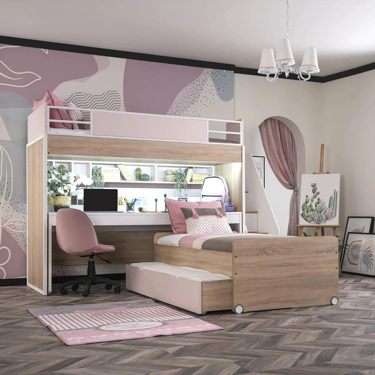 NEW CITY BUNK BEDS FOR GIRLS WITH DESK SET